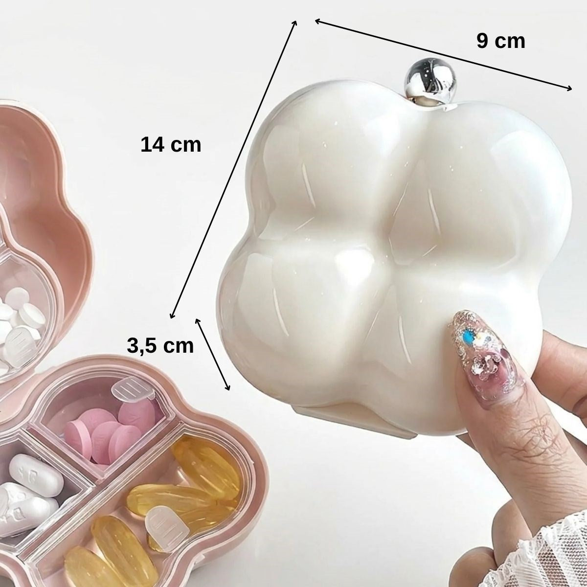 Kompakt Çiçek Model İlaç Kutusu – 7 Bölmeli Günlük ve Seyahat Tipi Mini Hap Düzenleyici